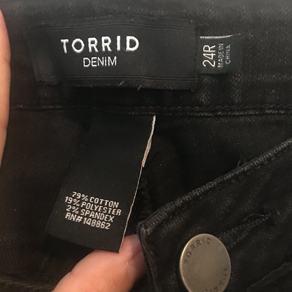 Torrid Distressed Jeans, sz 24R, Black Denim - Picture 3 of 15